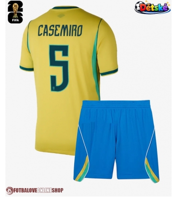 Brazílie Casemiro #5 Domácí dres komplet pro Děti MS 2026 Krátkým Rukávem (+ Krátké kalhoty)